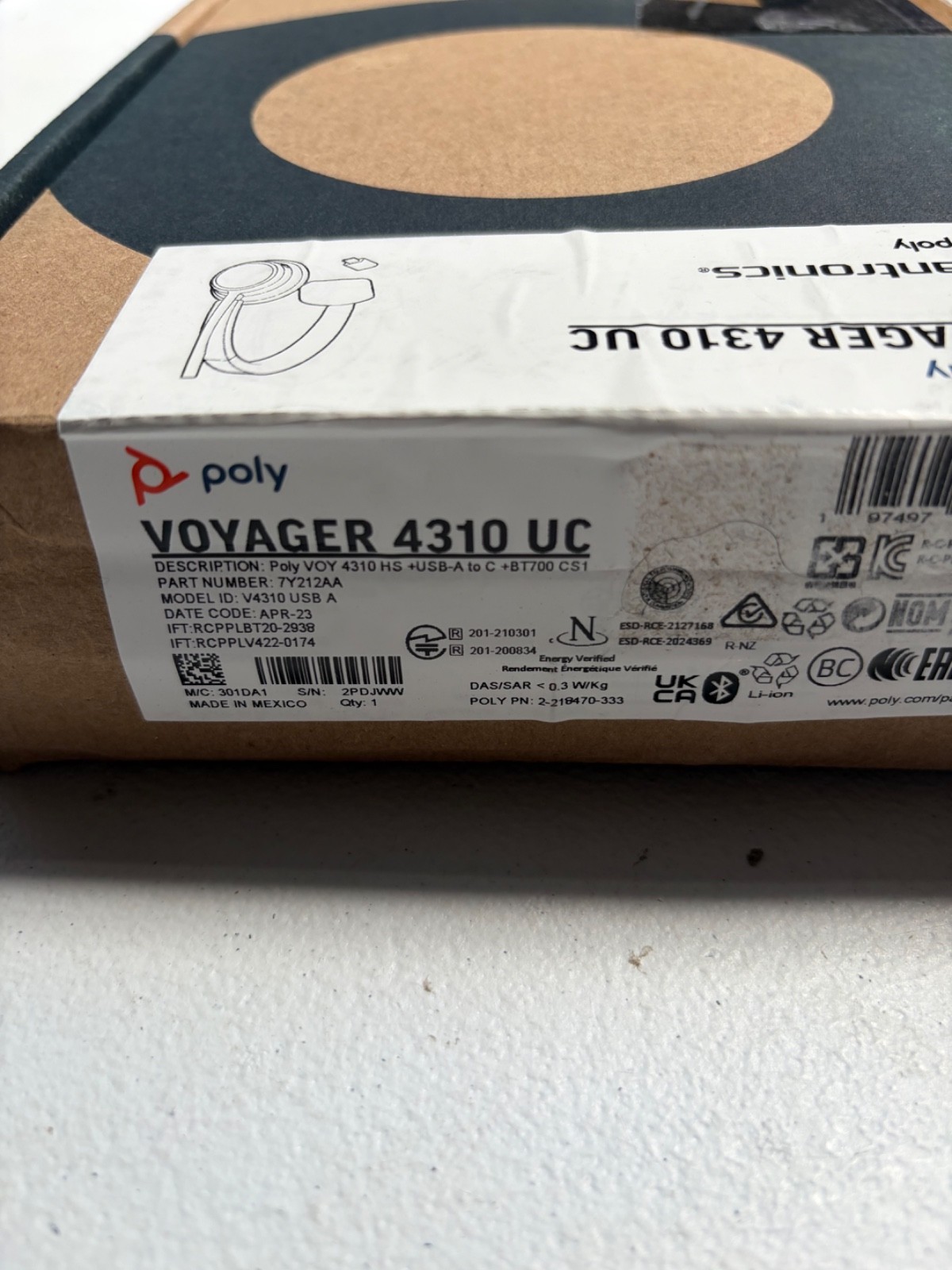 Poly Voyager 4310 UC Wireless Headset Free Shipping Plantronics 7Y212AA