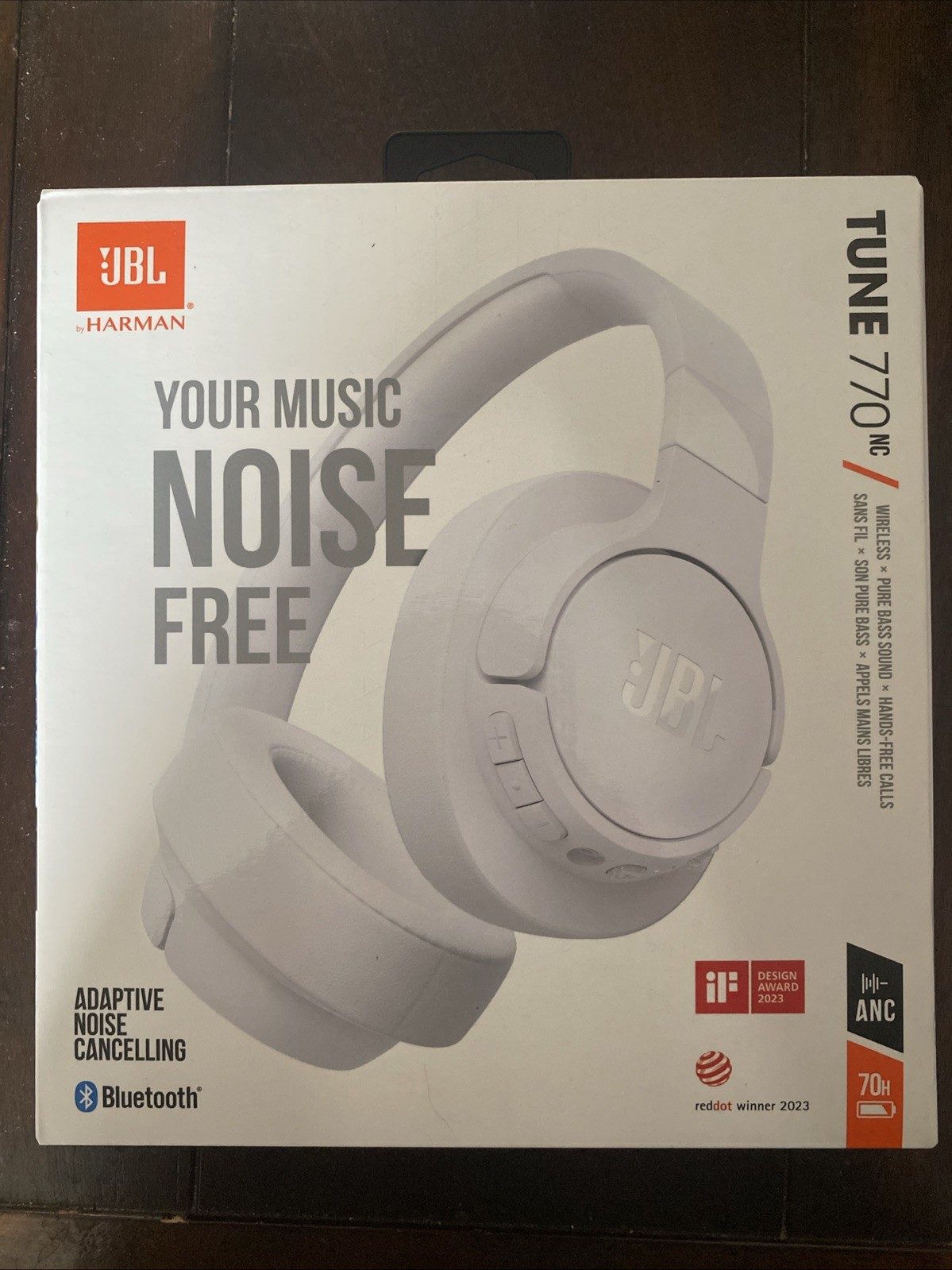 New JBL TUNE 770 NC Adaptive Hybrid Active Noise Cancellation White