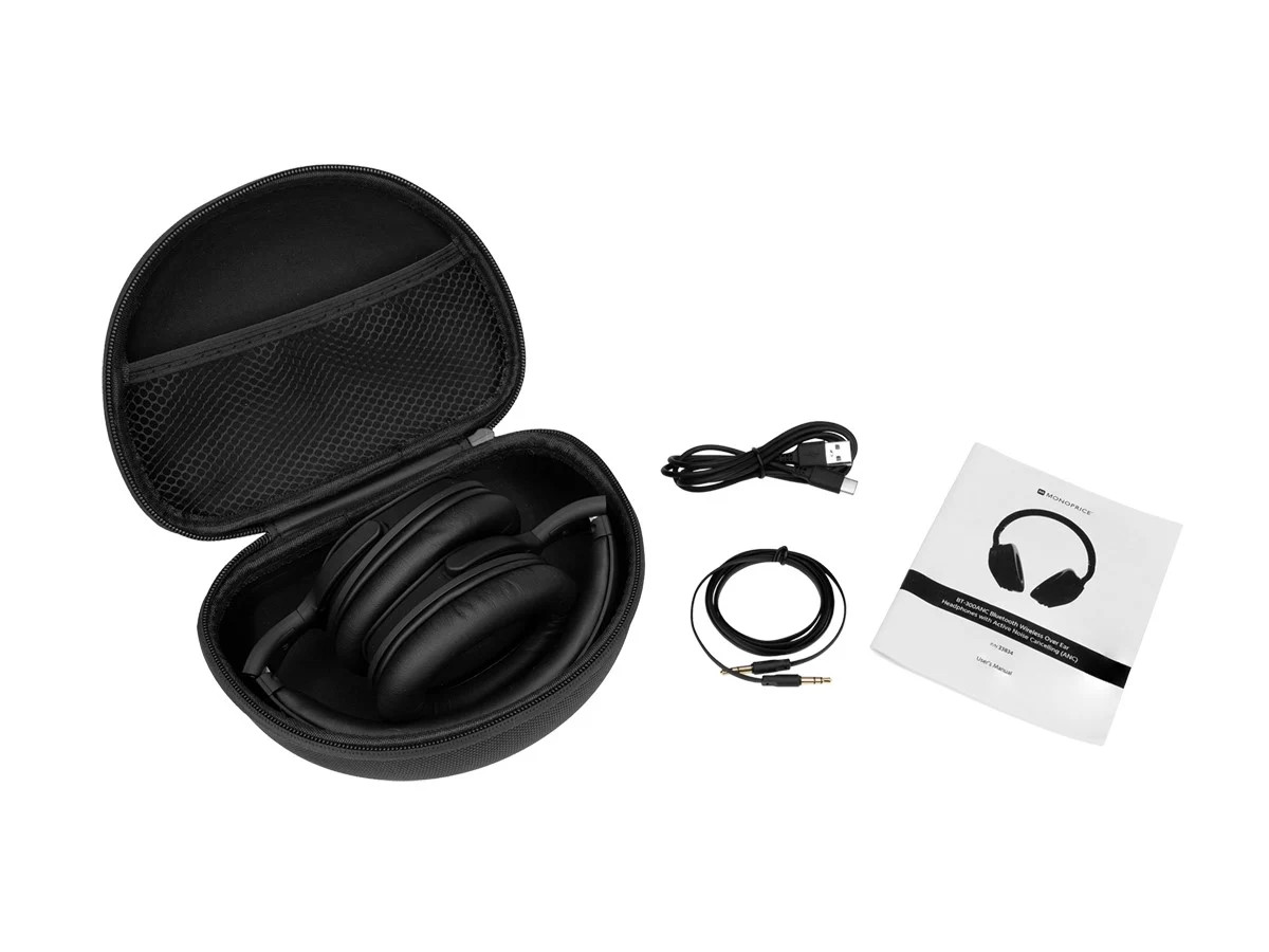 Monoprice Bluetooth Wireless Over Ear Headphones With Active Noise Cancellation