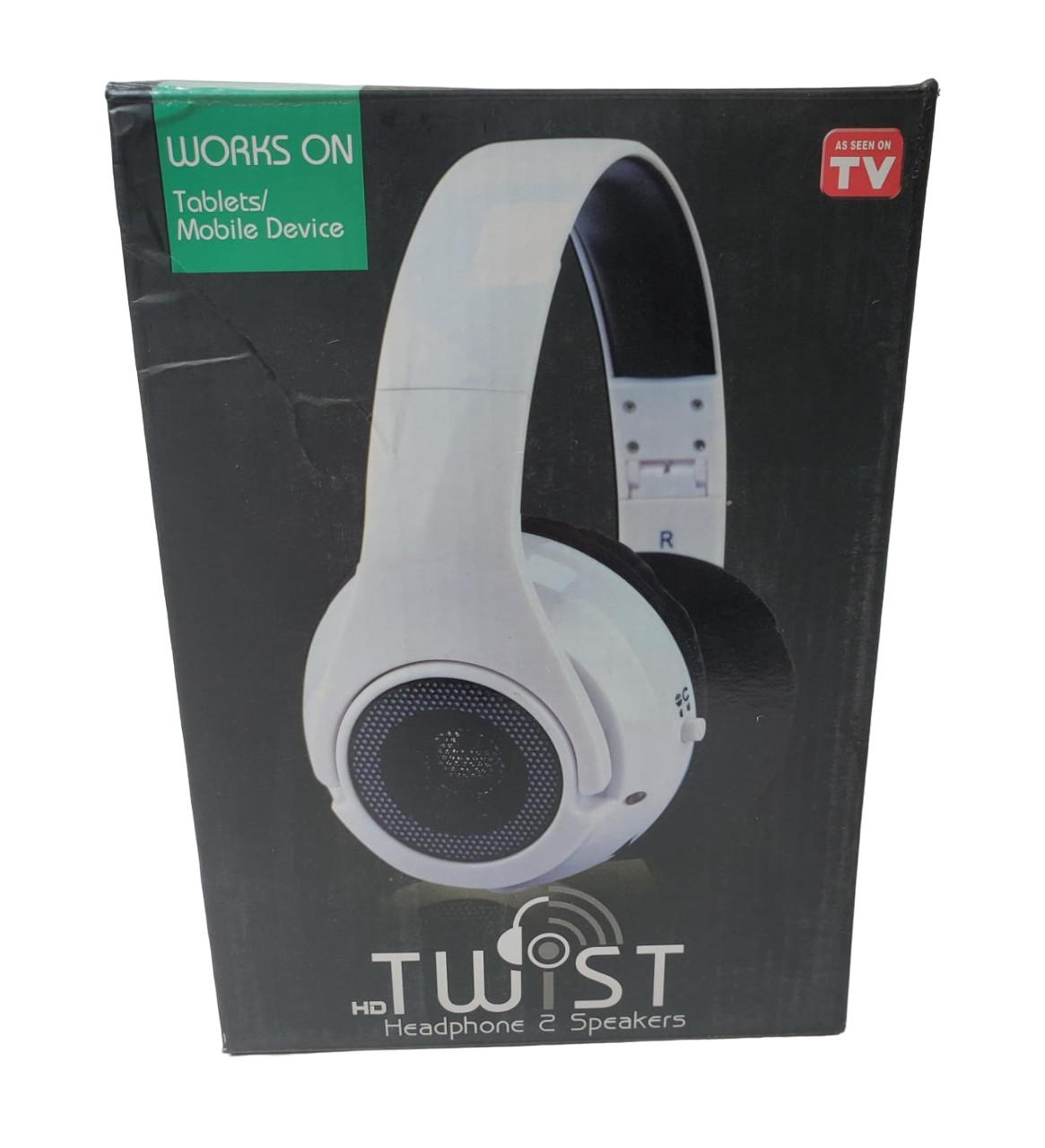HD Twist Over Ear Headphones to Hybrid Speakers, White
