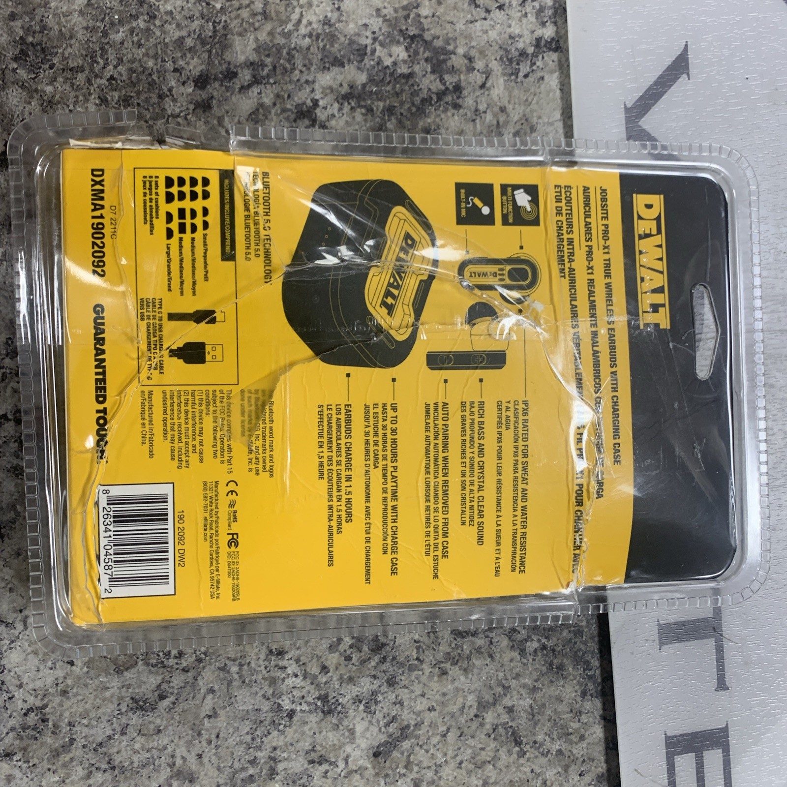 DEWALT DXMA1902092 Pro-X1 Jobsite Bluetooth Earbuds – Black/Yellow