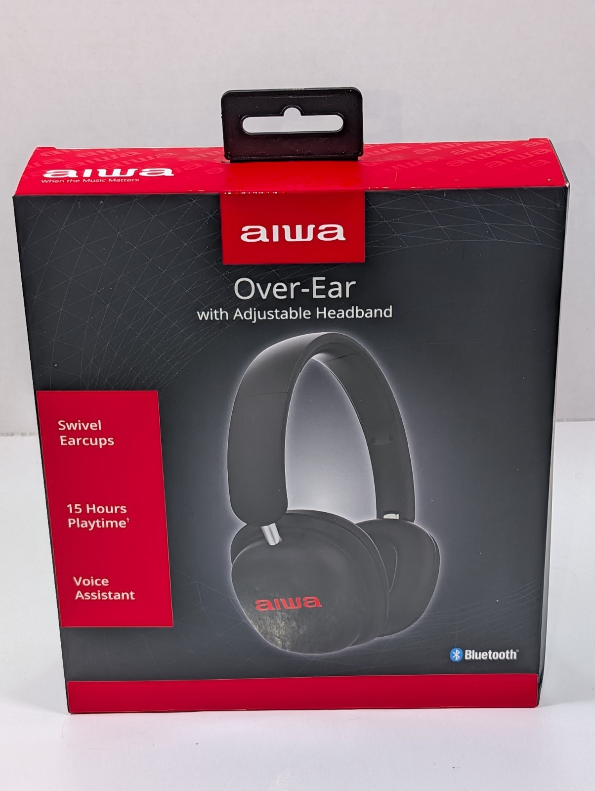 Aiwa Bluetooth Over-Ear Wireless Headphones w/ Adjustable Headband, 15H Playtime