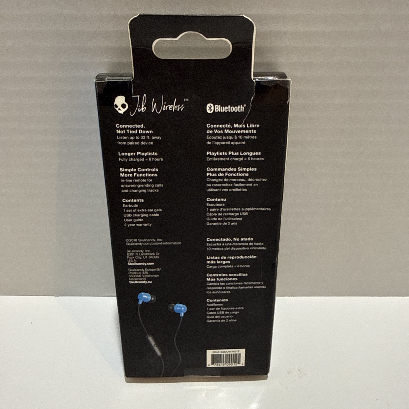 Skullcandy Jib Wireless Bluetooth Earbuds w/MIC & Remote Hands Free Blue Black