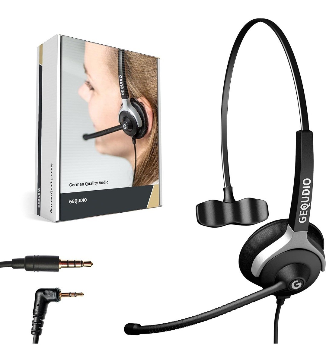 GEQUDIO Headset with 3.5 mm Jack Compatible with FritzFon C6, X6, MacBook, Smart