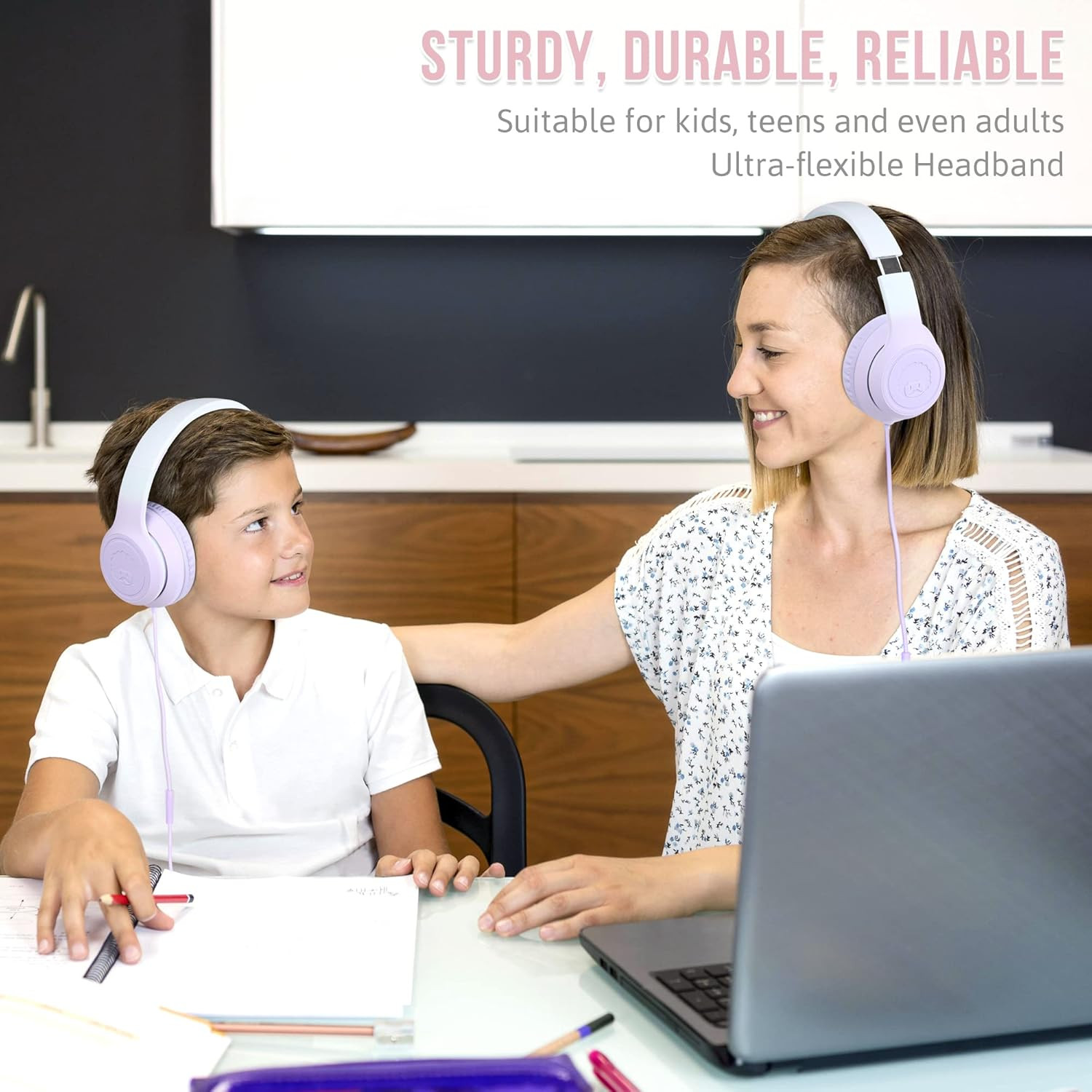 Rockpapa L22 Wired Headphones for Kids Girls Boys Women with Microphone, Foldabl