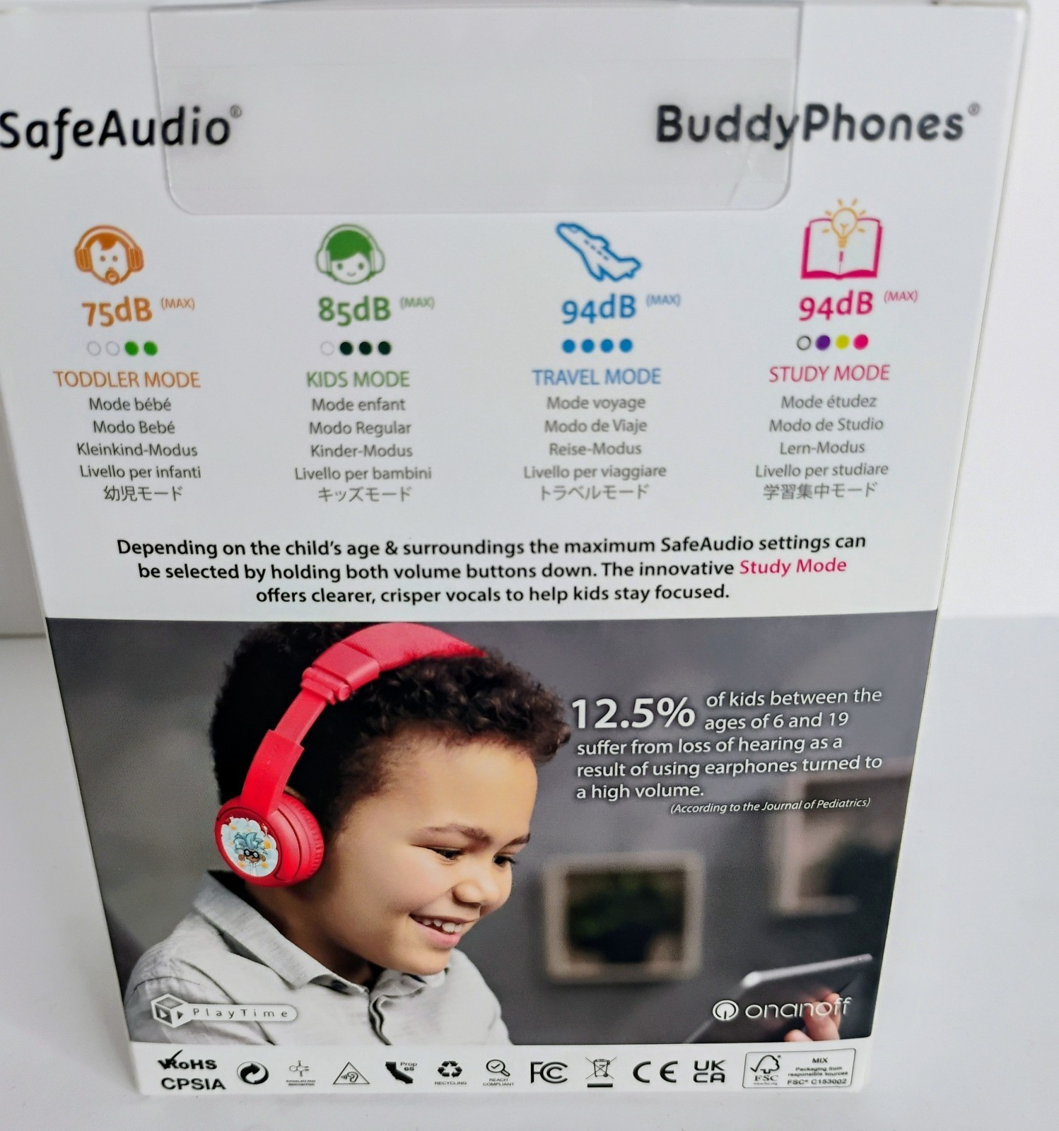 ONANOFF BuddyPhones POP Fun, Foldable Bluetooth Kids Headphones