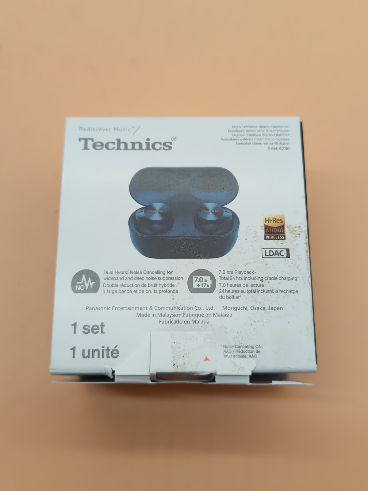 Technics AZ80 Navy Premium Hi-Fi True Wireless Noise Cancelling Earbuds Open Box