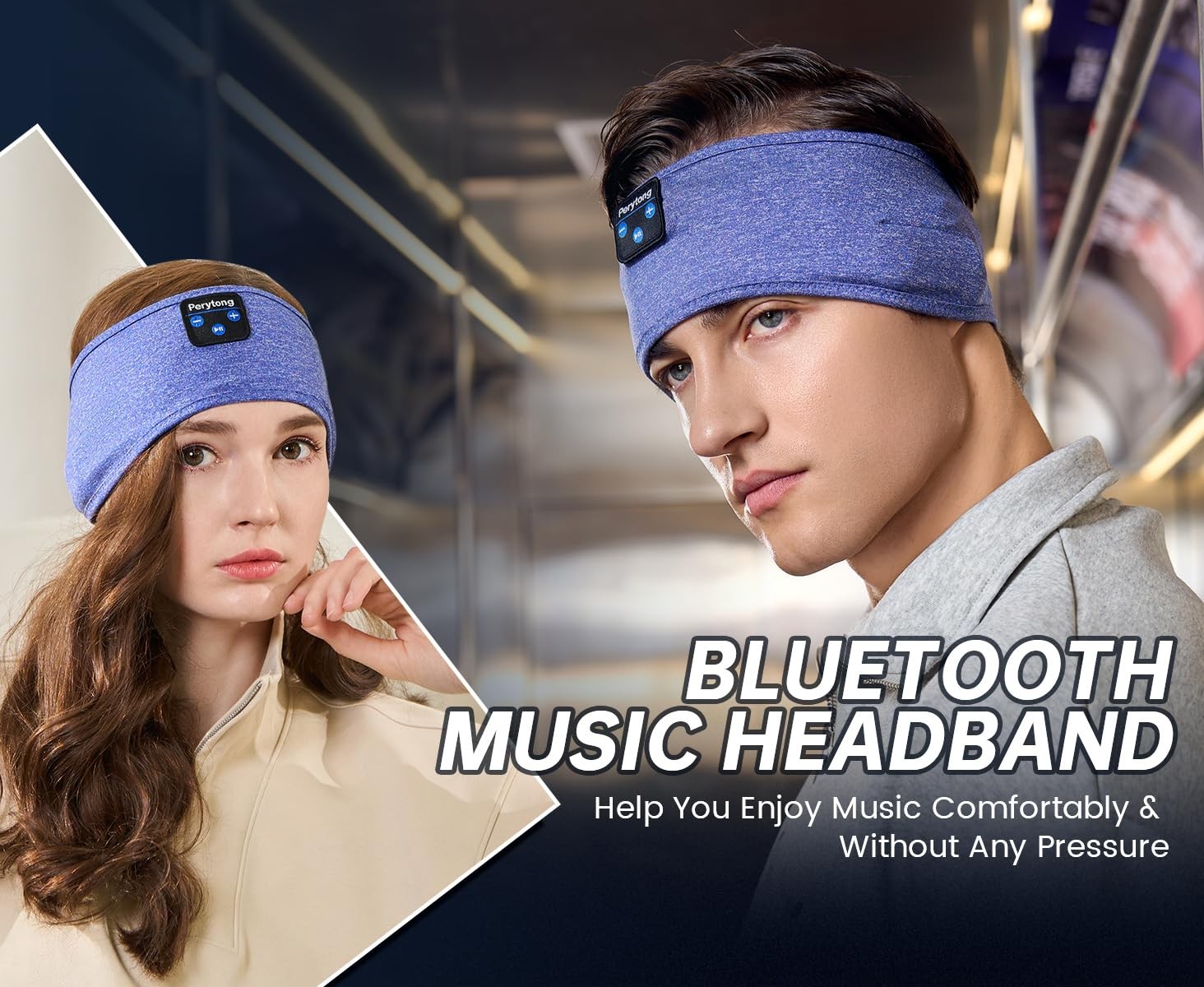 Perytong Sleep Headphones Bluetooth Sleeping 1 Count (Pack of 1), Blue