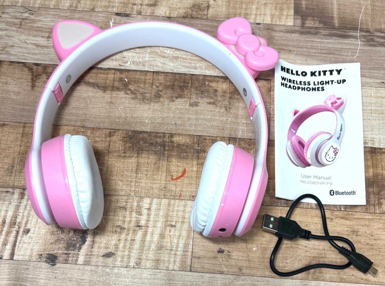 Hello Kitty Wireless Light-Up Bluetooth Headphones With Cat Ear Design