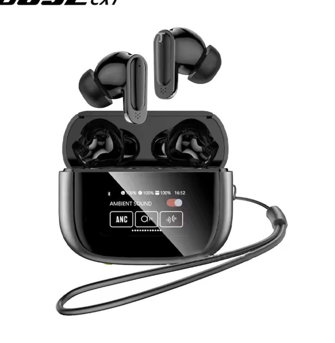 BOSECXT Bluetooth In-Ear Earbuds w/ Touchscreen Charging Case, ANC, Black