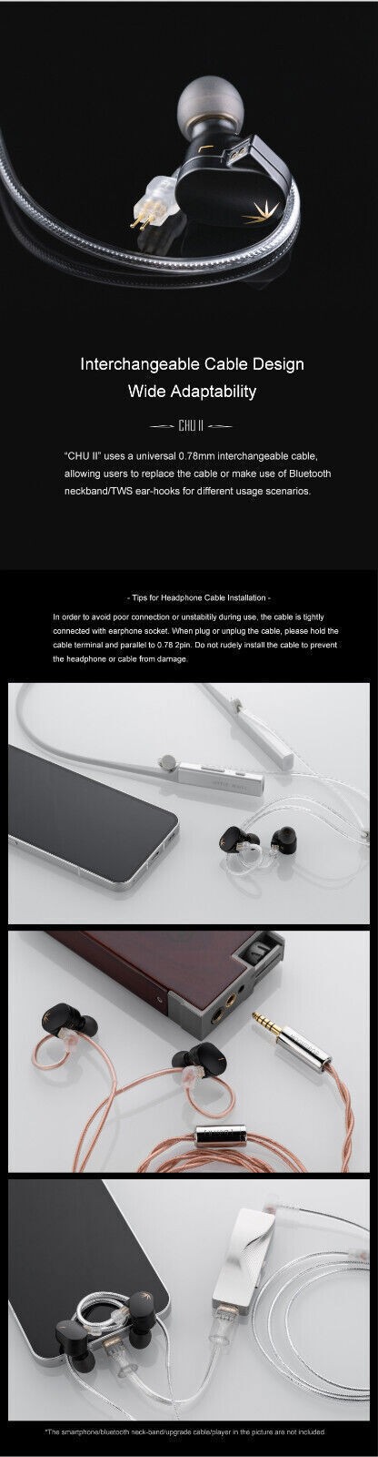 Moondrop CHU II Eearphone 10mm Dynamic Driver Interchange Cable in-Ear Headphone