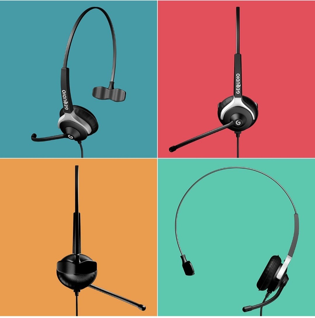 GEQUDIO Headset with 3.5 mm Jack Compatible with FritzFon C6, X6, MacBook, Smart