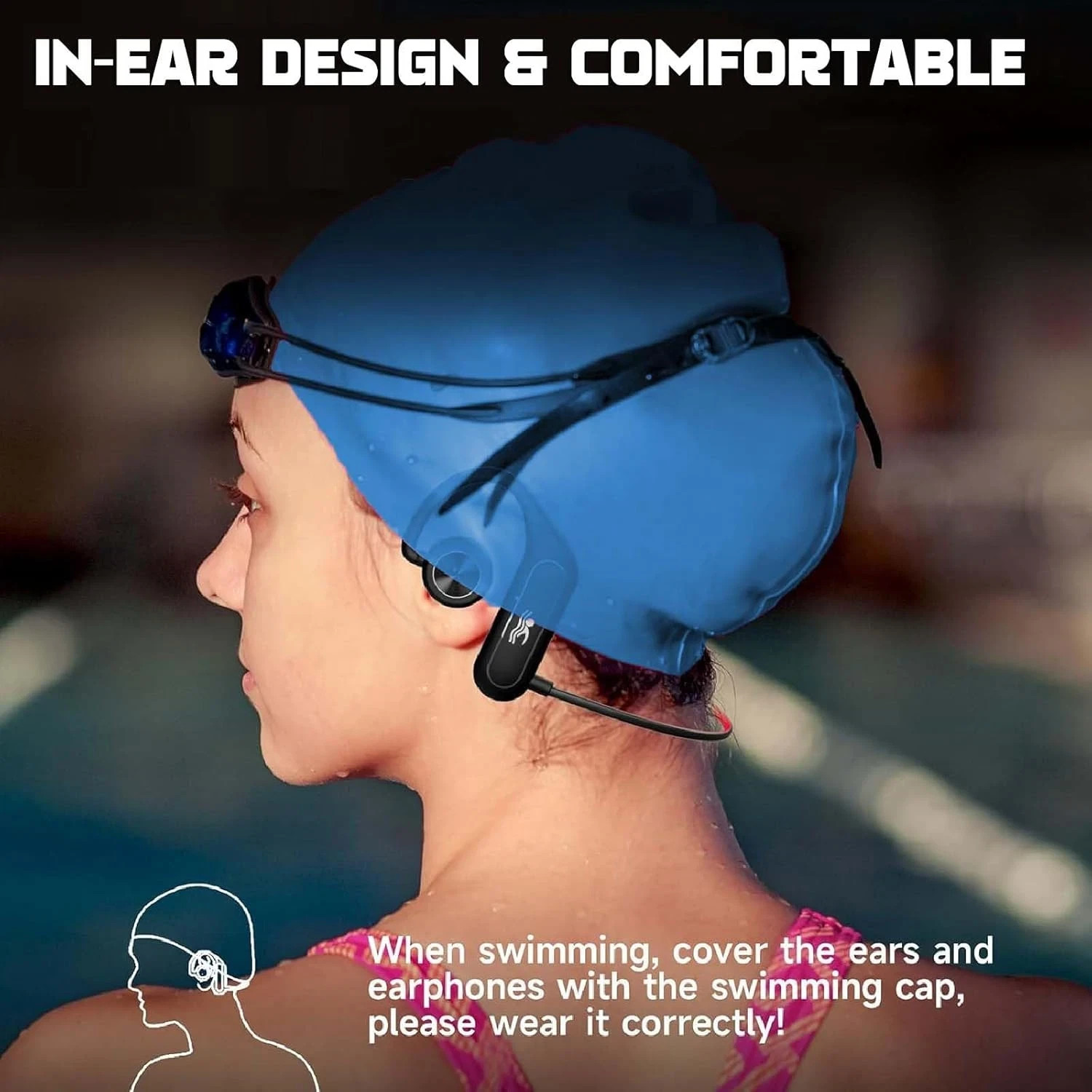 Swimming Headphones, IPX8 Waterproof Earbuds with 32GB MP3 Player Bluetooth 5