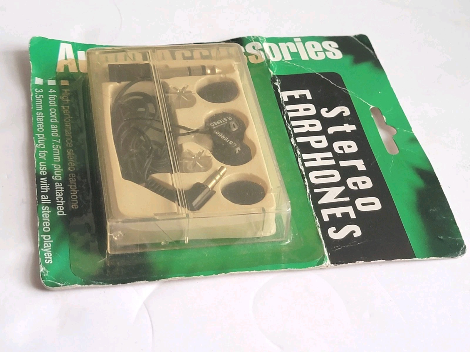 Vintage Style Stereo Earphones 3.5mm Jack 1/4″ Adapter 4ft Cord New Sealed NOS