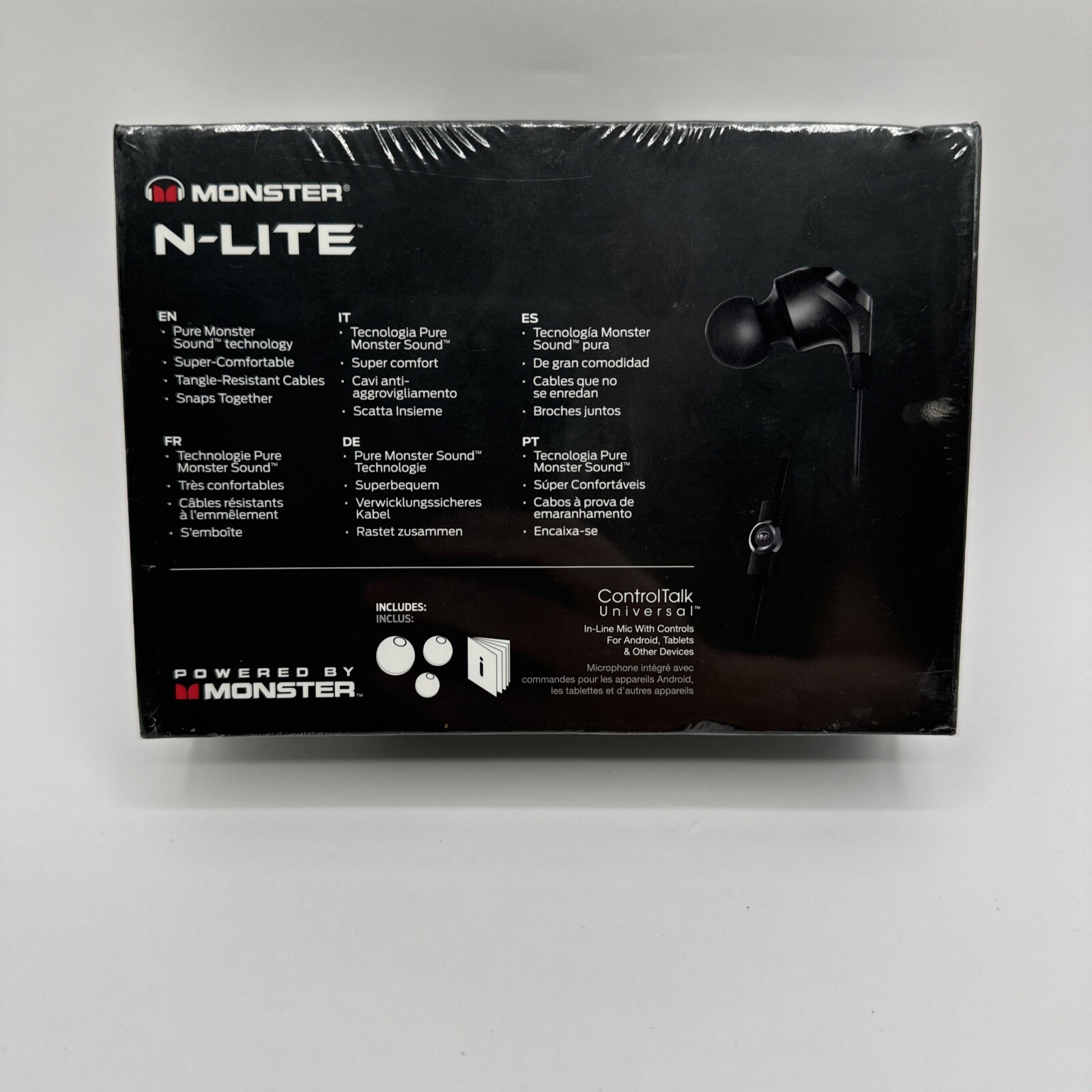 Monster N-LITE In-Ear Headphones Black Color – High Performance Audio sealed Box