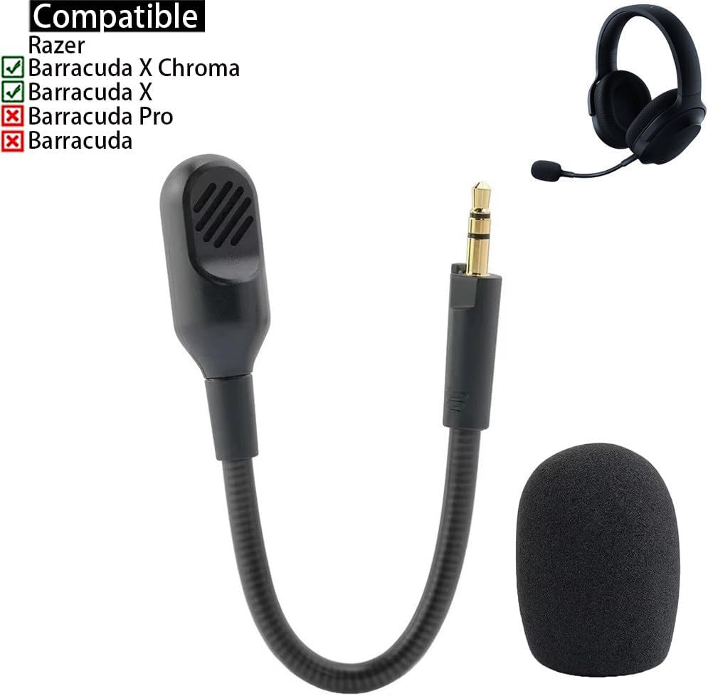 Barracuda X Mic Boom, Replacement Aux 3.5Mm TRS Mic Detachable Microphone Booms