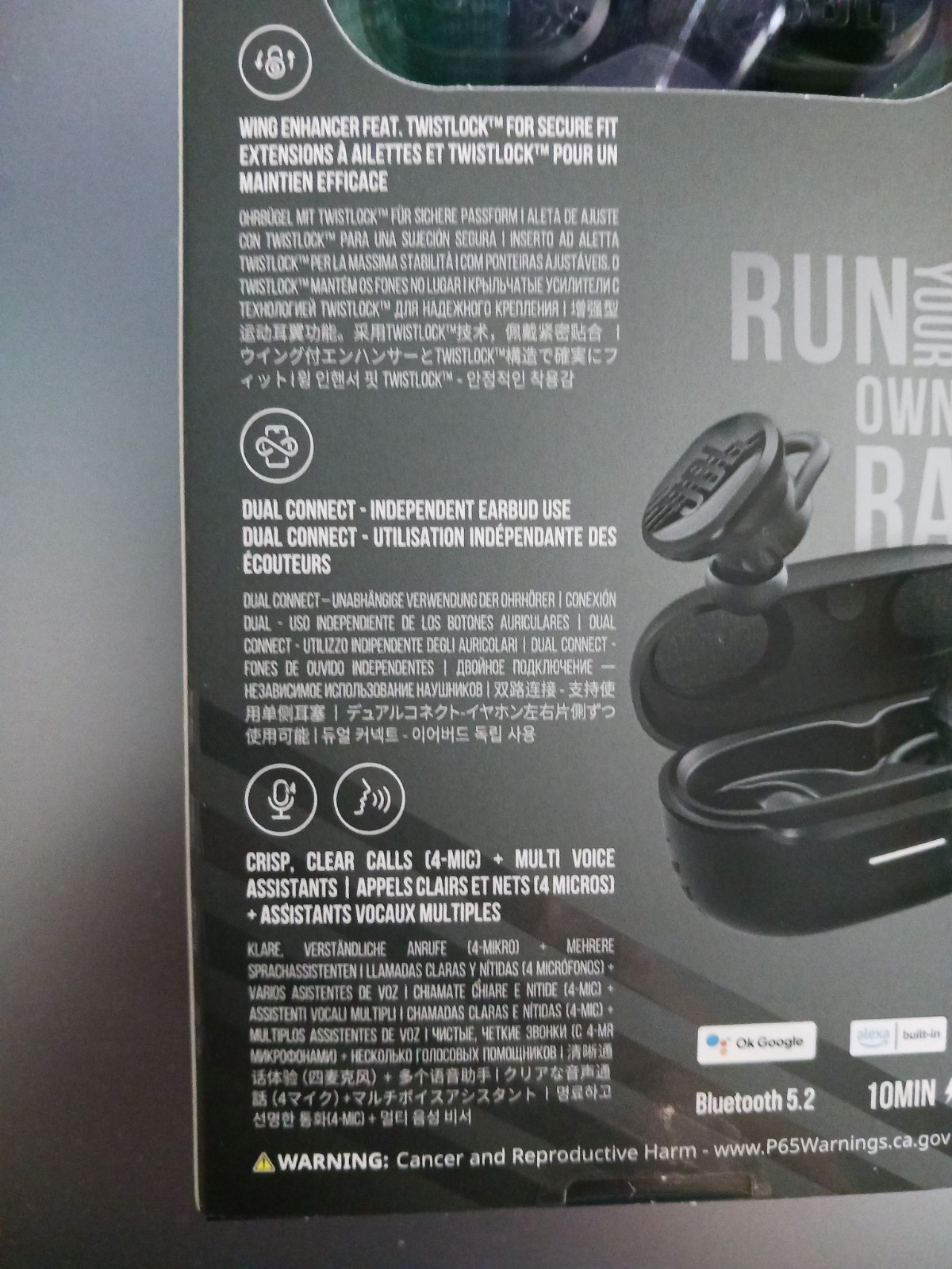 JBL Endurance Race TWS IP67 Waterproof Wireless Bluetooth Headset Earbuds Black