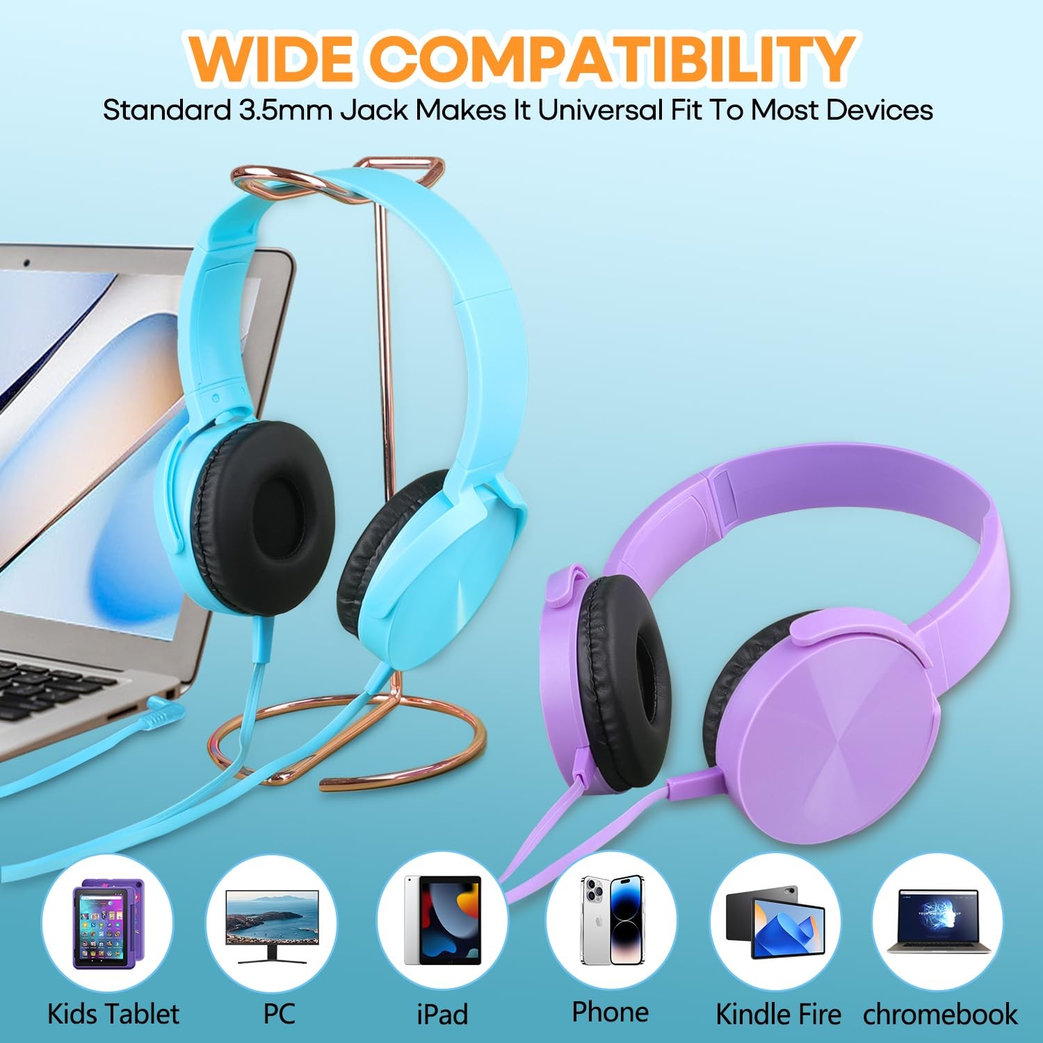 Classroom Headphones Bulk 24 Pack Multi Colored for Kids School, Wholesale Cl…