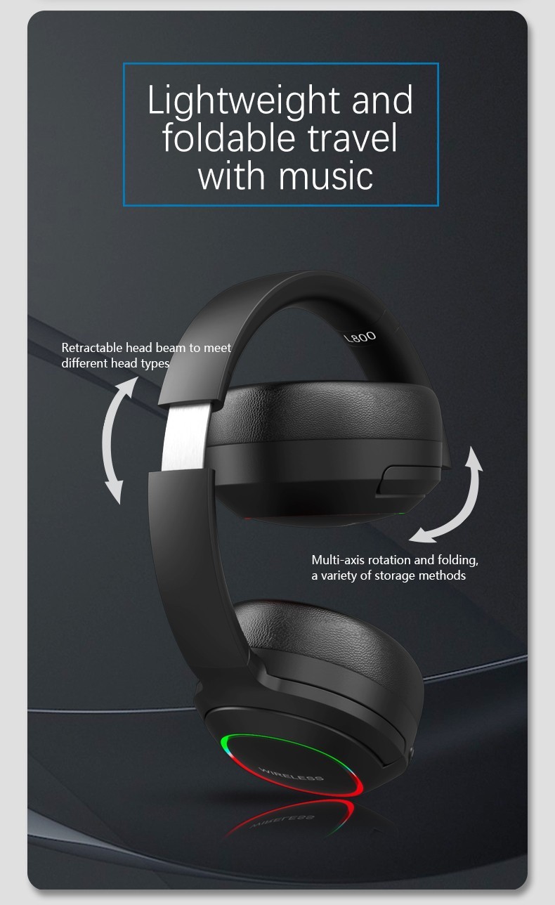 Black Wireless Bluetooth 5.1 Headphones Foldable Stereo Earphones Headsets + Mic