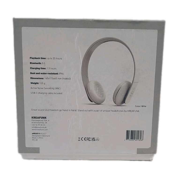 KREA FUNK aHEAD 2 On-Ear Bluetooth Headphones/ White/ Brand New Sealed