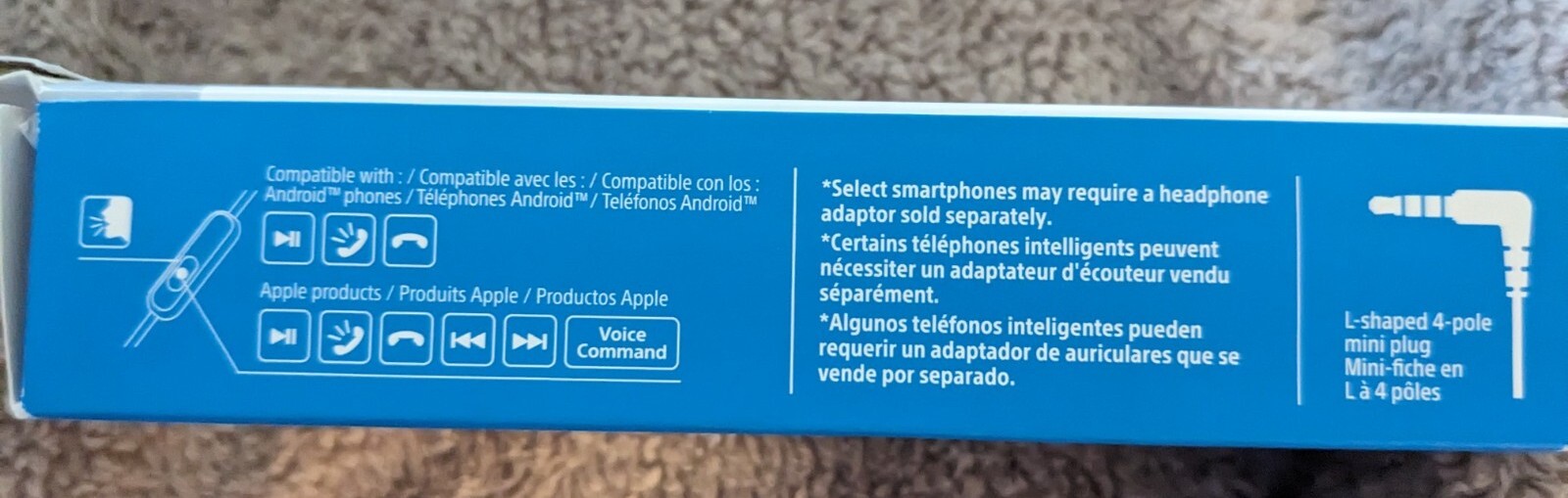 SONY Stereo Headphones (buds) for Smartphones w/Mic – Blue NEW MDR- EX14AP