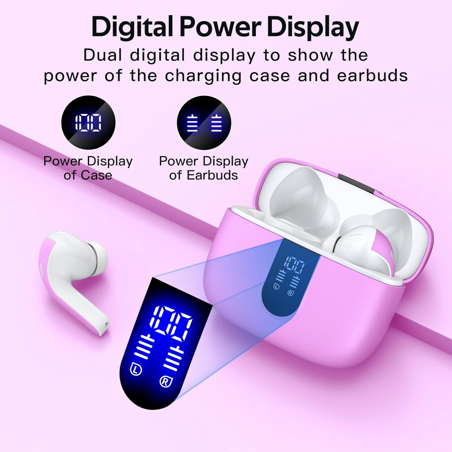 2 Sets X08 Purple and Sunset Pink Bluetooth Headphones True Wireless Earbuds 60H