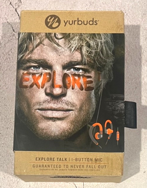 Yurbuds Explore Pro Sport Behind The Ear Headphones 3-button Mic Orange&Gray NEW