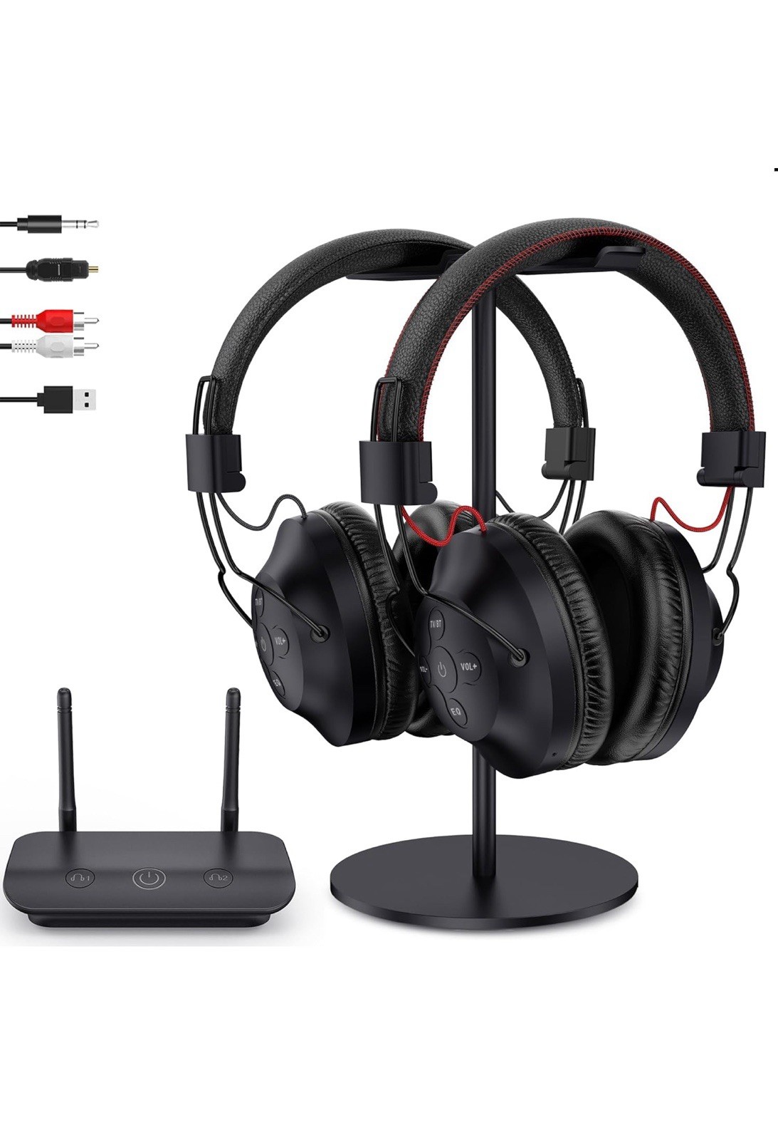 ROSIDA dual wireless headphones for TV Watching with Transmitter, Headset Stand,