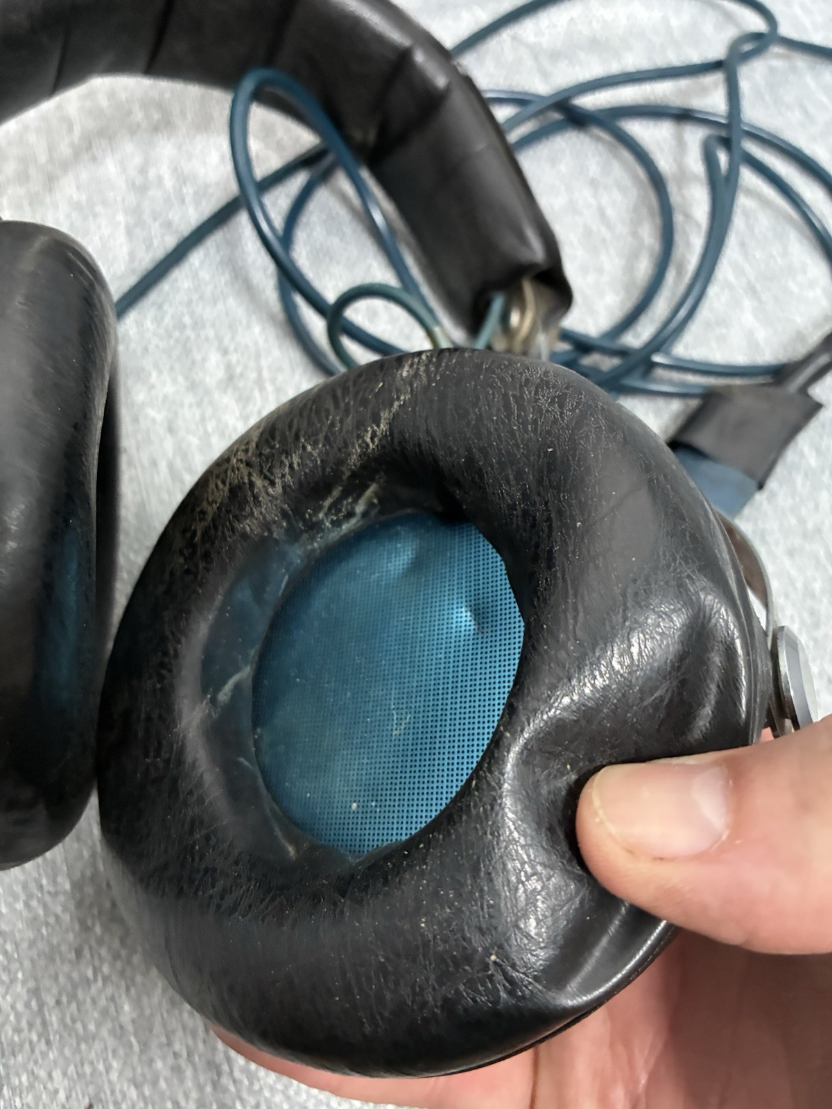 Vintage Stanton Dynaphase Forty Over Ear Headphones 1/4inch Plug Blue Silver