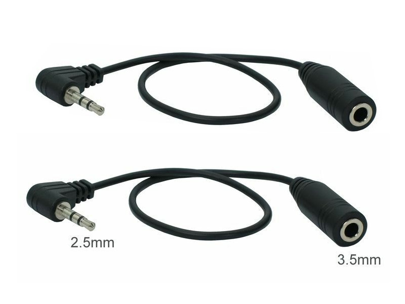 2 x 2.5mm to 3.5mm Audio Jack Adapter, 3.5mm Female, Black AD001