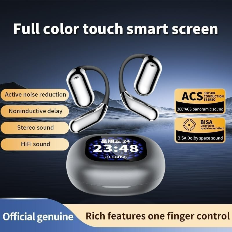Intelligent Touch Screen Open Ear Bluetooth 5.4 Headphones Over The Ear Earbuds