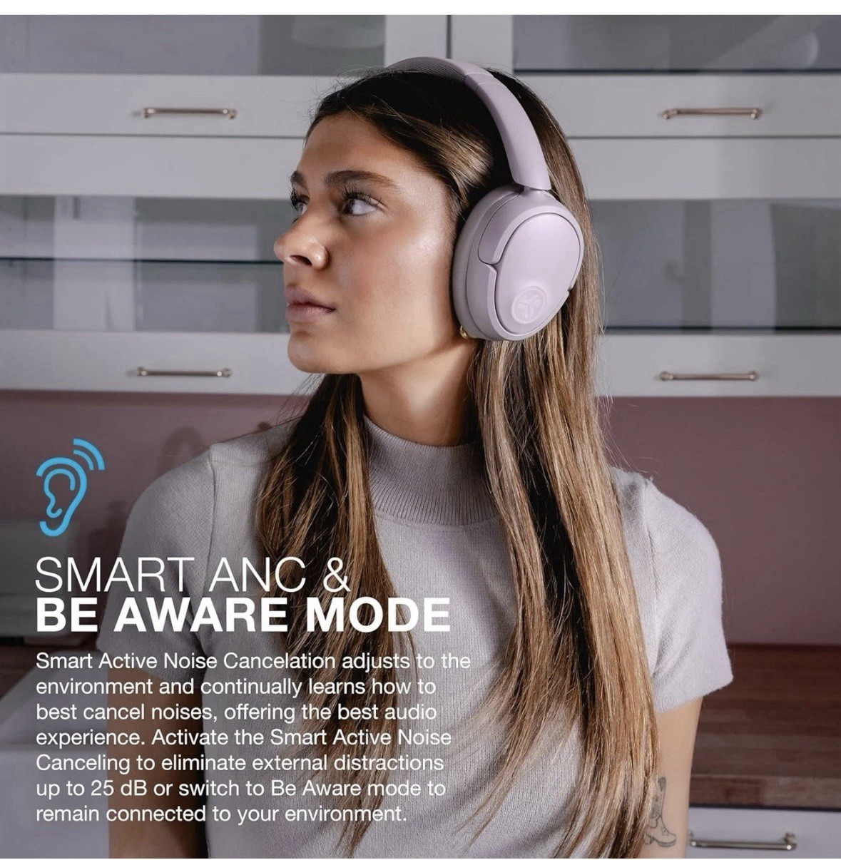 JLab JBuds Lux ANC Wireless Headphones Hybrid Active Noise Cancelling Mauve