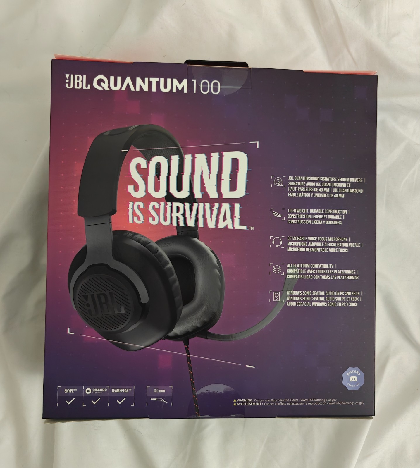 JBL Quantum 100 Wired Over-Ear Gaming Headphones – Black [EB569]