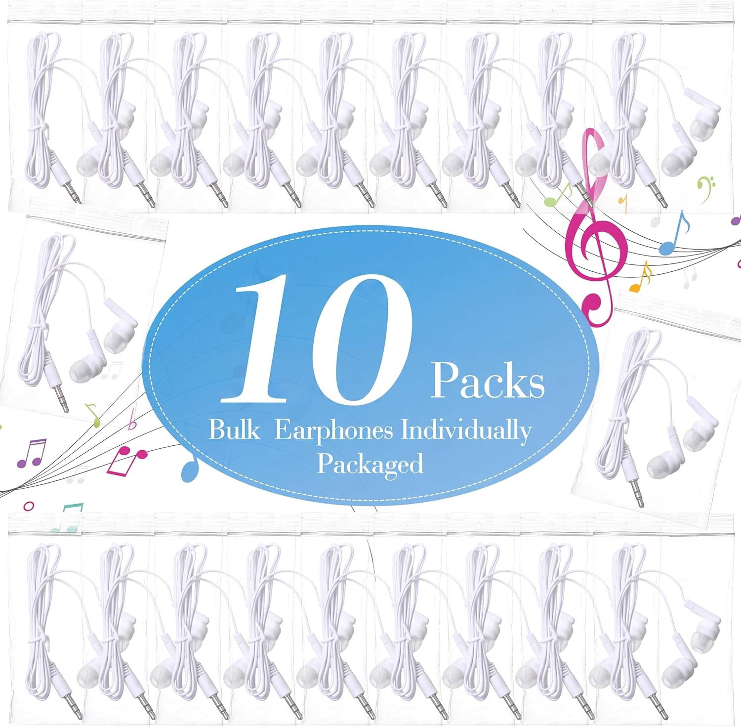 100 Pack Wired Earbuds Bulk for Classroom Ear Headphones Wired Basic Student Ear