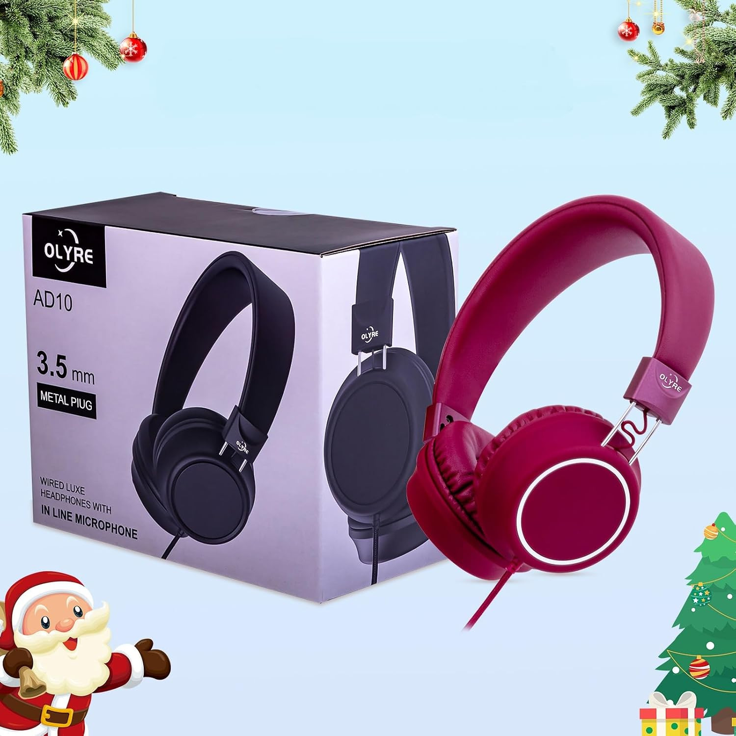 Olyre Kids Headphones,Wired Toddler Teens On-Ear Headphones with HD Microphone,9
