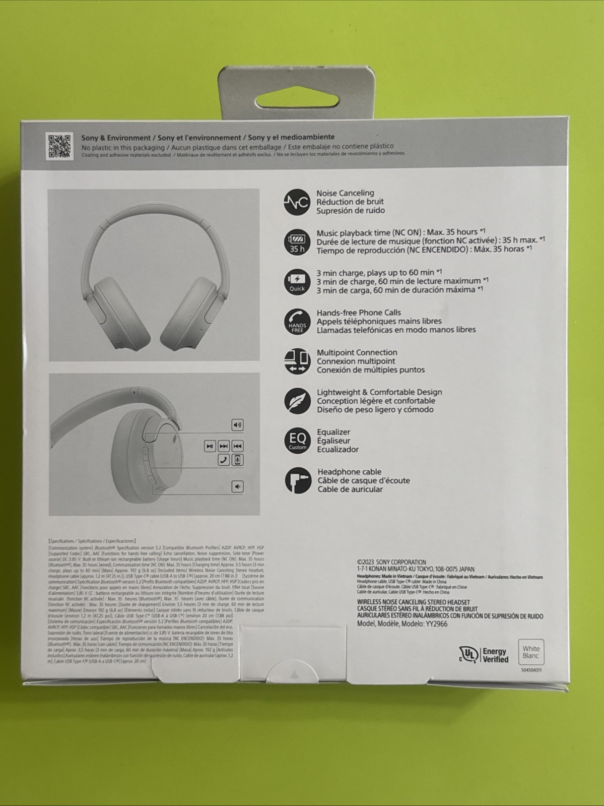 SONY WIRELESS HEADPHONES BLUETOOTH ON-EAR HEADSET W MICROPHONE – WHITE, New
