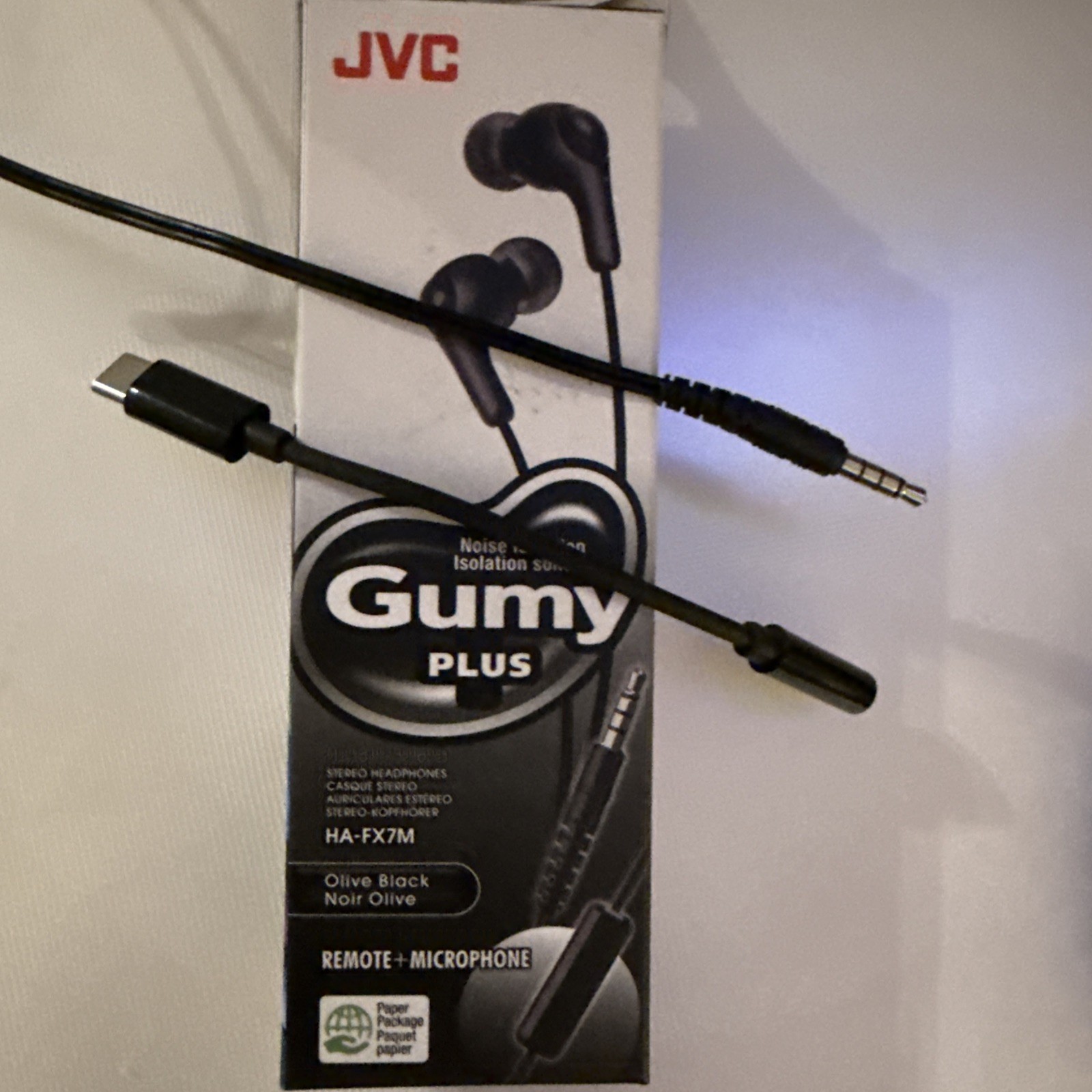 JVC Gumy + USB C Adapter in Ear Earbud Headphones Tested w/ios & Android NWTs