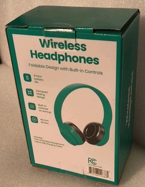 GEMS Wireless Headphones Folding Compact Design, 6hr Battery, Green, Micro USB