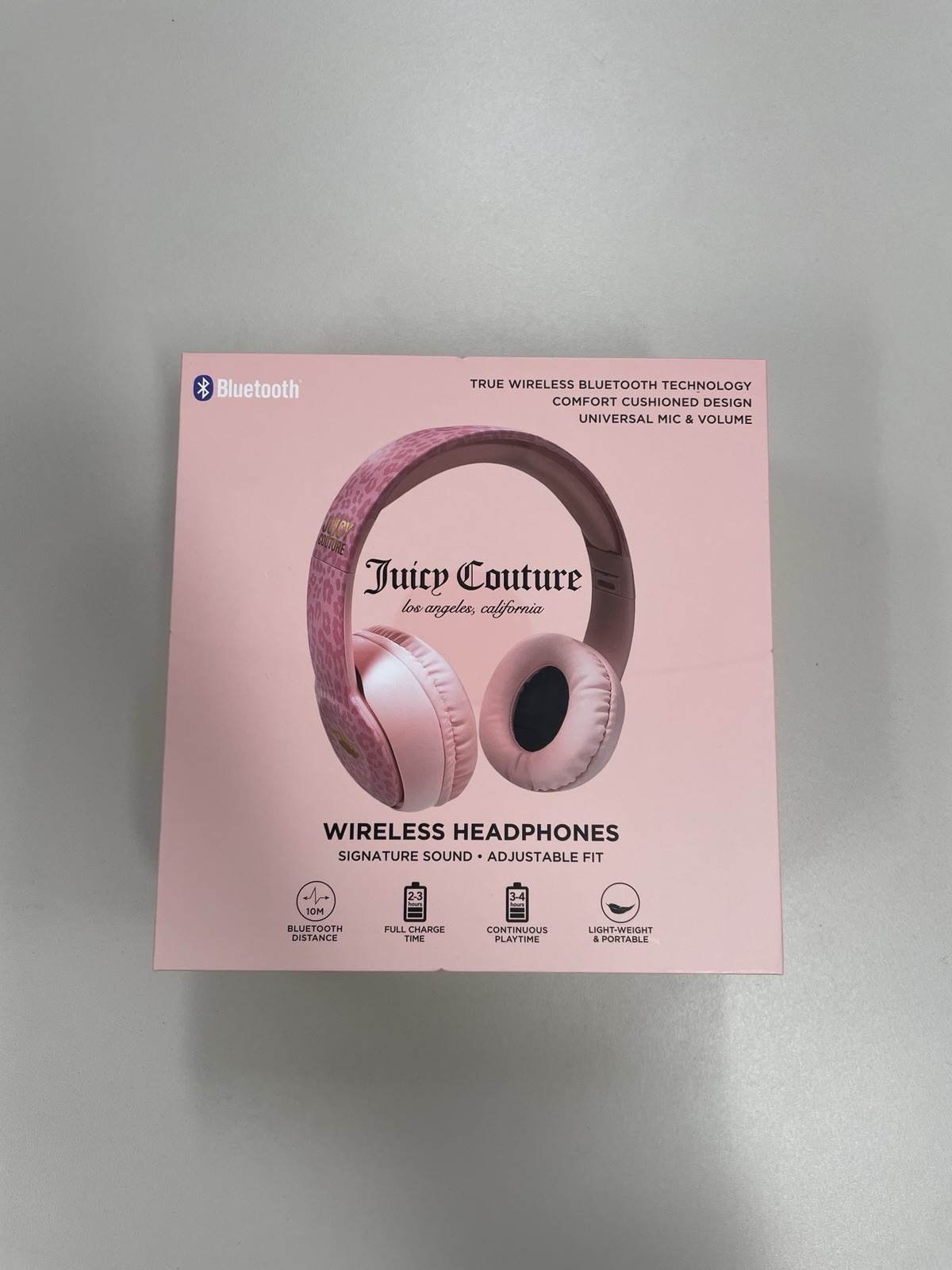 New Juicy Couture Wireless Headphones Pink Leopard Print Bluetooth Electronics