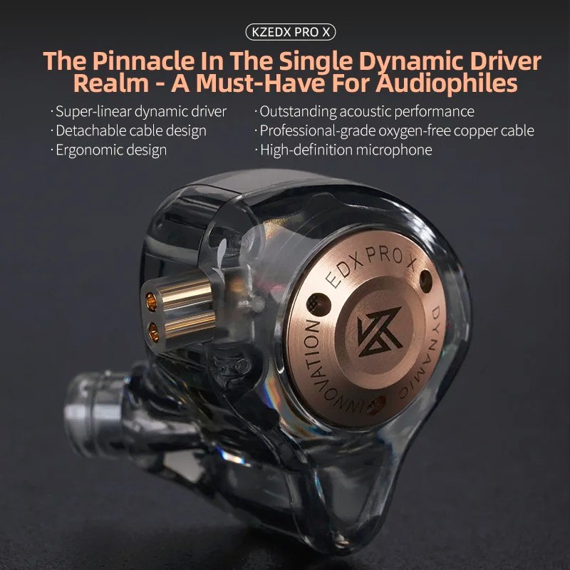KZ EDX Pro X Single Dynamic Driver In-Ear Monitor HiFi Earphones with OFC Cable