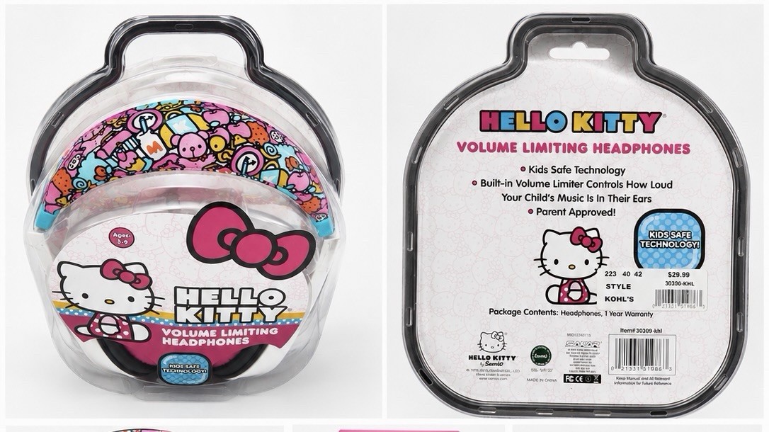 Hello Kitty USB Volume Limiting Ear-Pad Headband Headphones Multicolor 30309-KHL