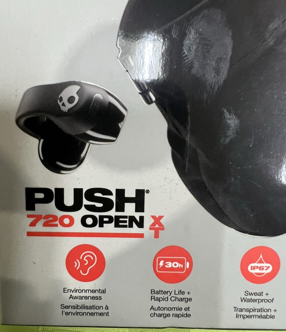 Skullcandy Push 720 Open XT Bluetooth Wireless Open-Ear Ear-Hook Earbuds Blk NEW