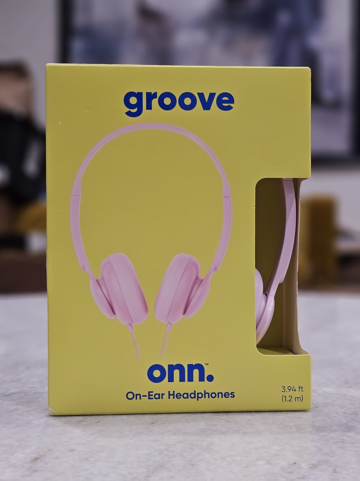 onn. Groove On-Ear Headphones, Adjustable Headband, 3.5mm Wired, Pink 3.94ft
