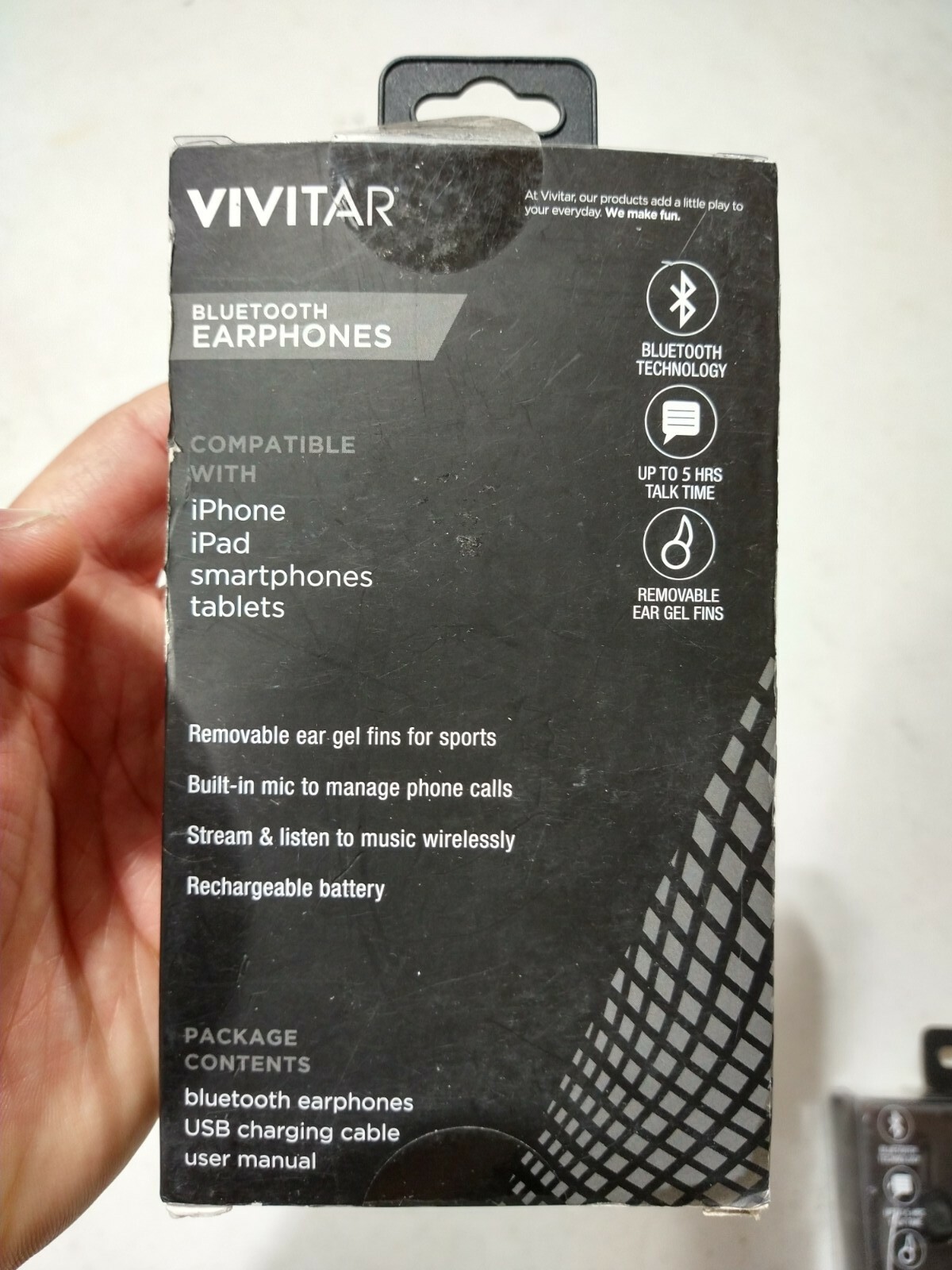 VIVITAR LISTEN UP BLUETOOTH EARPHONES WIRELESS ANSWER CALLS SMARTPHONES TABLETS