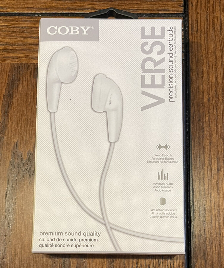 New! COBY VERSE Earbuds / Headphones for Phone / MP3 / iPod / iPad – White