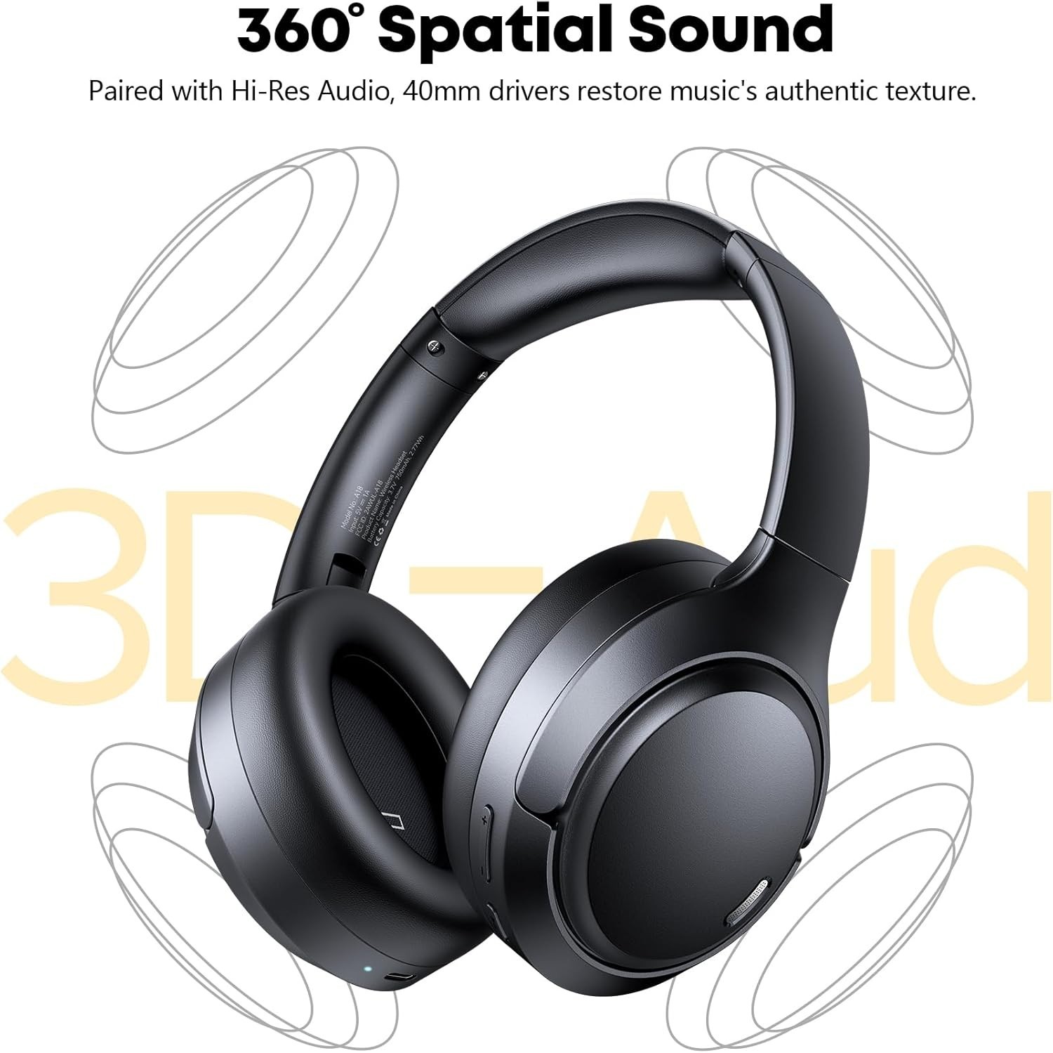 Over-Ear Headphones: 120H Playtime, 45dB Noise Cancelling & Memory Foam