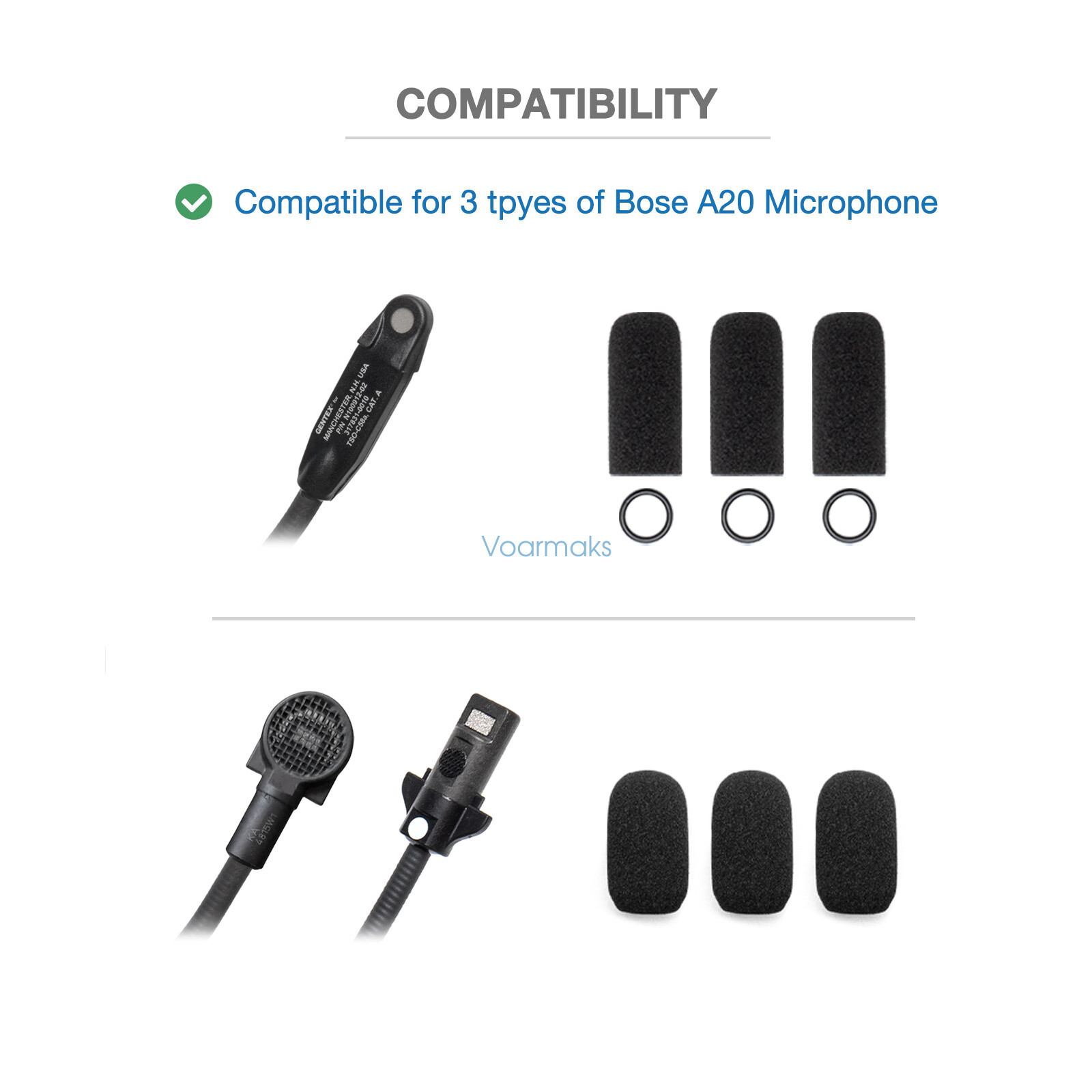 6 Pack Foam Mic Covers For BOSE A20/A10/A30 High-Density Windscreen