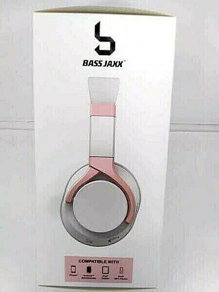 Bass Jaxx Headphones Wireless Pink White Bluetooth Fit Cushioned Easy Pairing