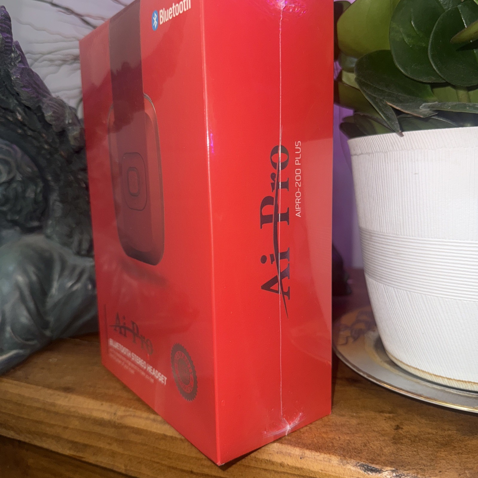 AiPro-200 Plus Dual Bluetooth Stereo Headphones Red Wireless Headset Premium