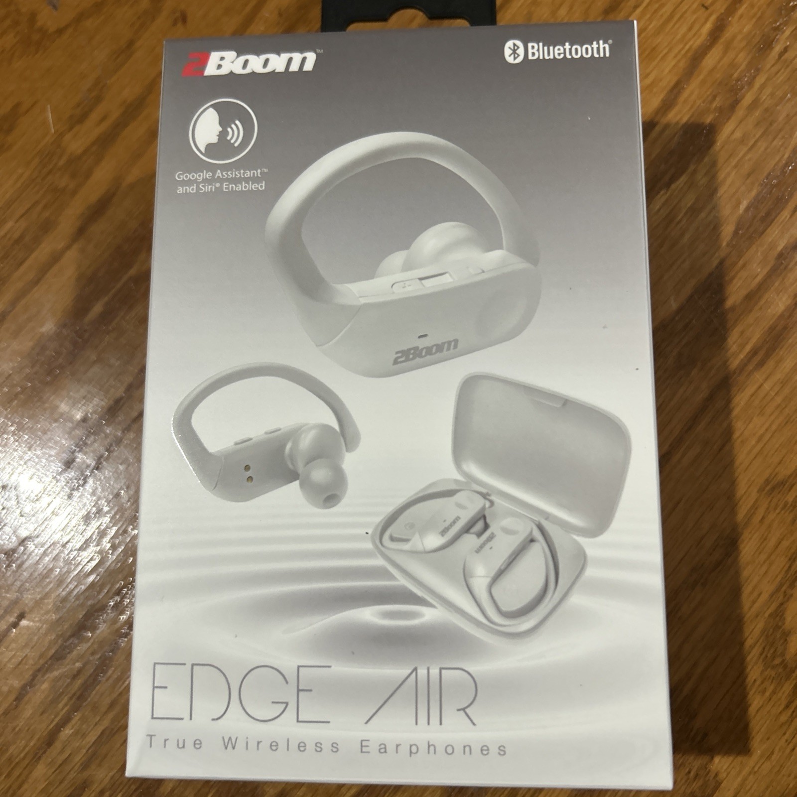 2Boom Edge Air Google Wireless Bluetooth Earphones | White Mic + Charging Case